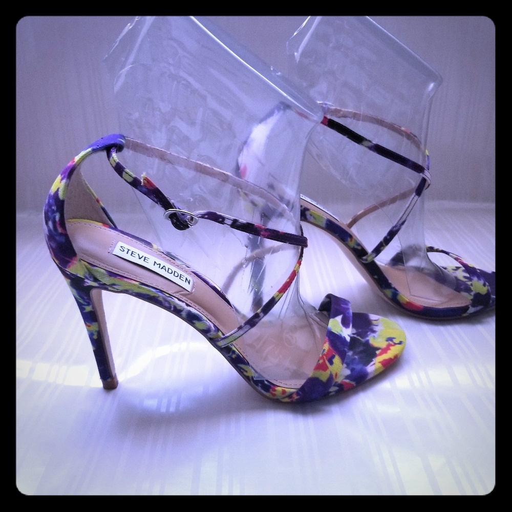 Multi-floral print heels